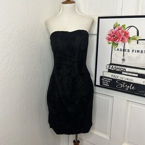 Marchesa Notte Black Lace Strapless Mini Dress Size 10